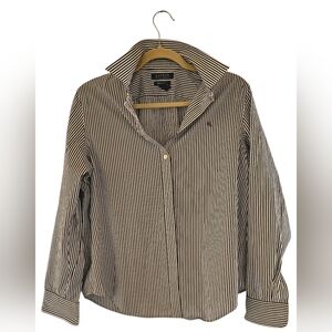 Ralph Lauren Black and White Striped Button Down Shirt